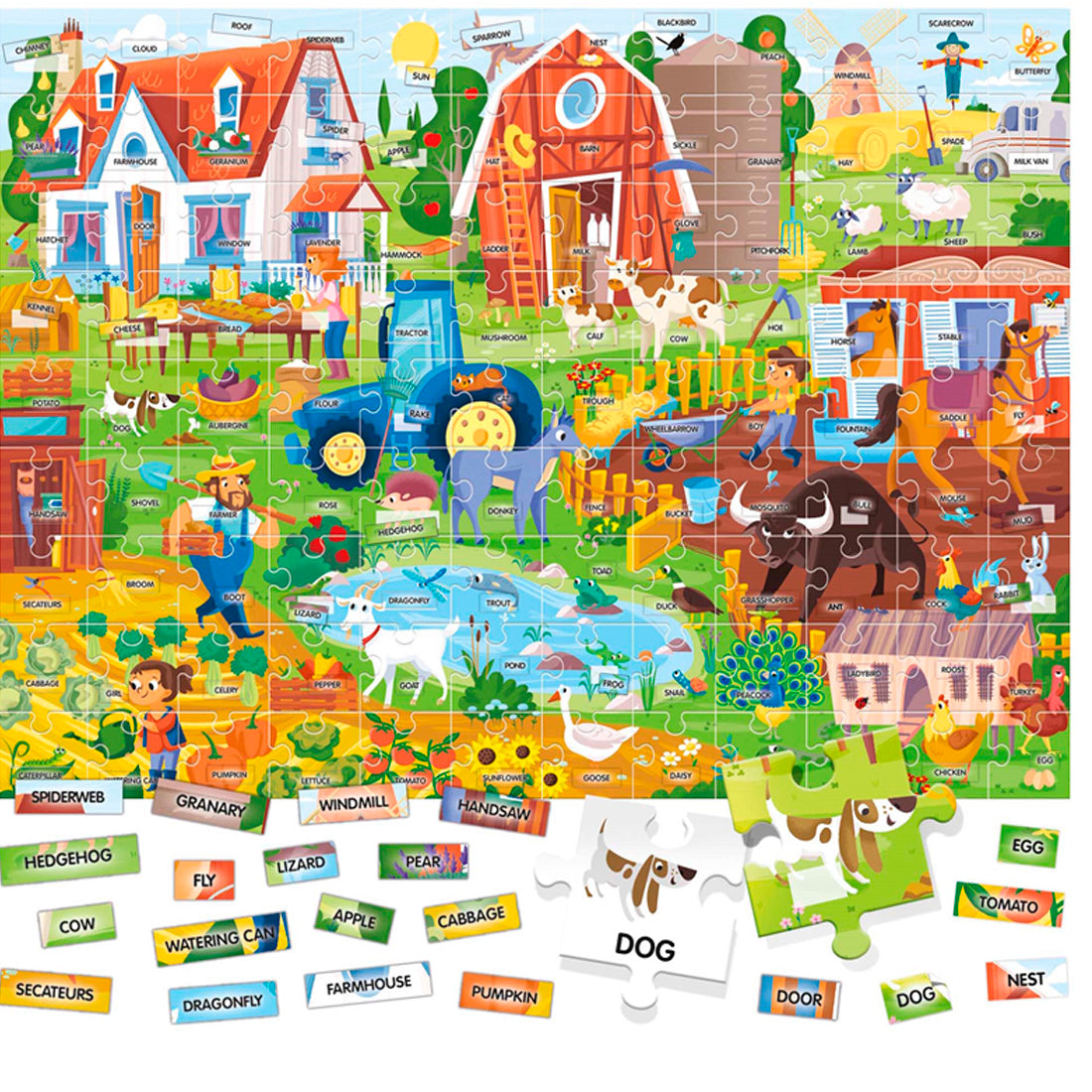 Headu 100 İngilizce Kelimeli Çiftlik Çocuk Yapbozu