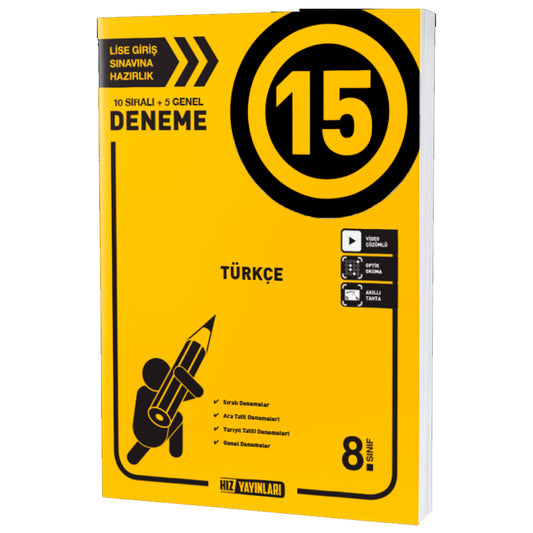 Hız Yayınları 8. Sınıf LGS Türkçe 15 Deneme