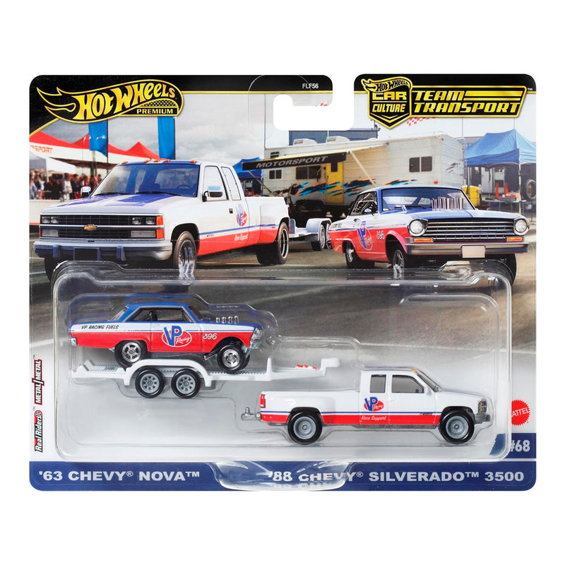 Hot Wheels Team Transport 63 Nova 88 Chevy Silverado 3500