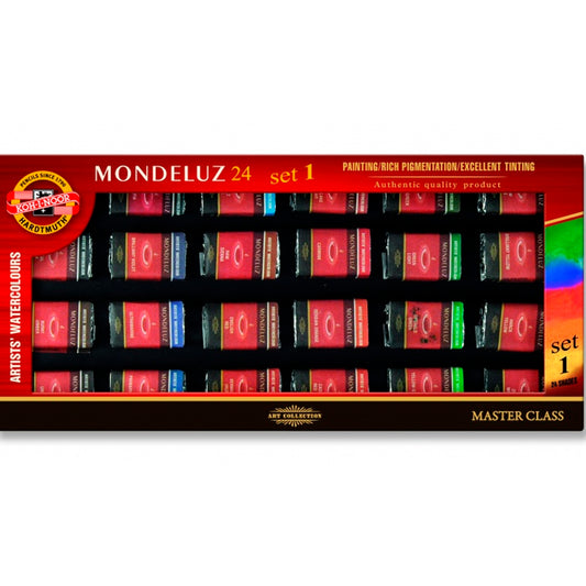 Koh I Noor Mondeluz Aquarell Colours 24'lü Tablet Suluboya Seti - Sanatsal Profesyonel ve Hobi Resim Malzemesi