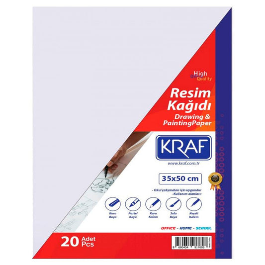 Kraf 20 Adet 35x50 cm Resim Kağıdı - Sanatsal Çizim ve Eskiz Kağıdı