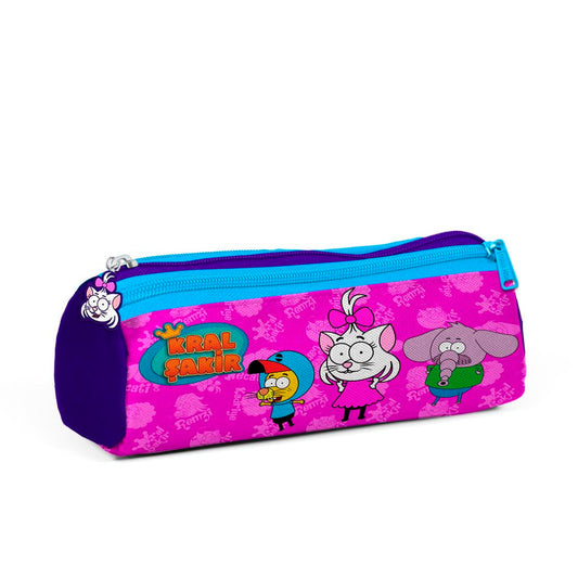 Kral Şakir By Coral High Kız Çocuk Pembe Mor Üç Bölmeli Kalem Çantası