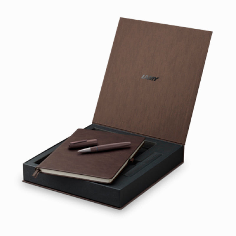 Lamy 2000 55. Yıl Özel Üretim Kahverengi F Uç Dolma Kalem + Defter Set - Hediyelik, İmza ve Not