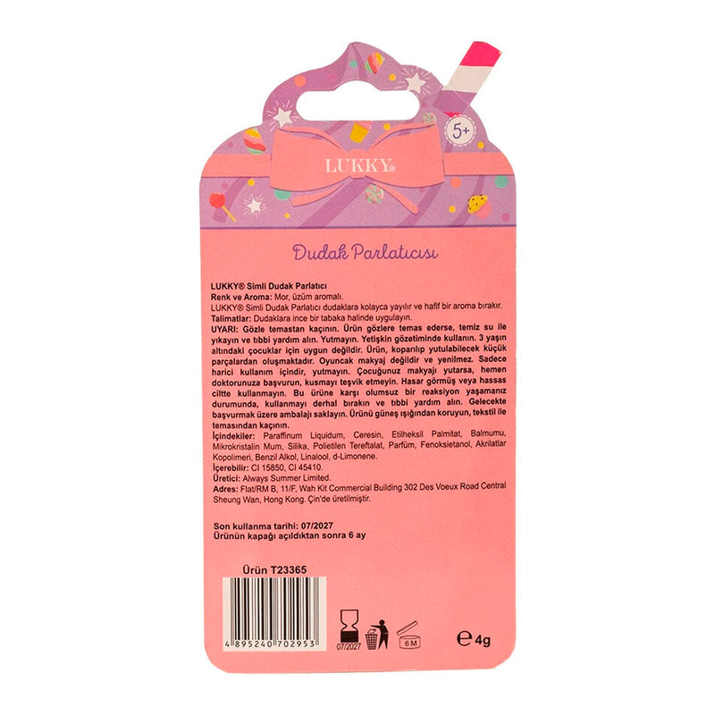 Lukky Cupcake Şekilli Kek Aromalı Mor Dudak Kremi