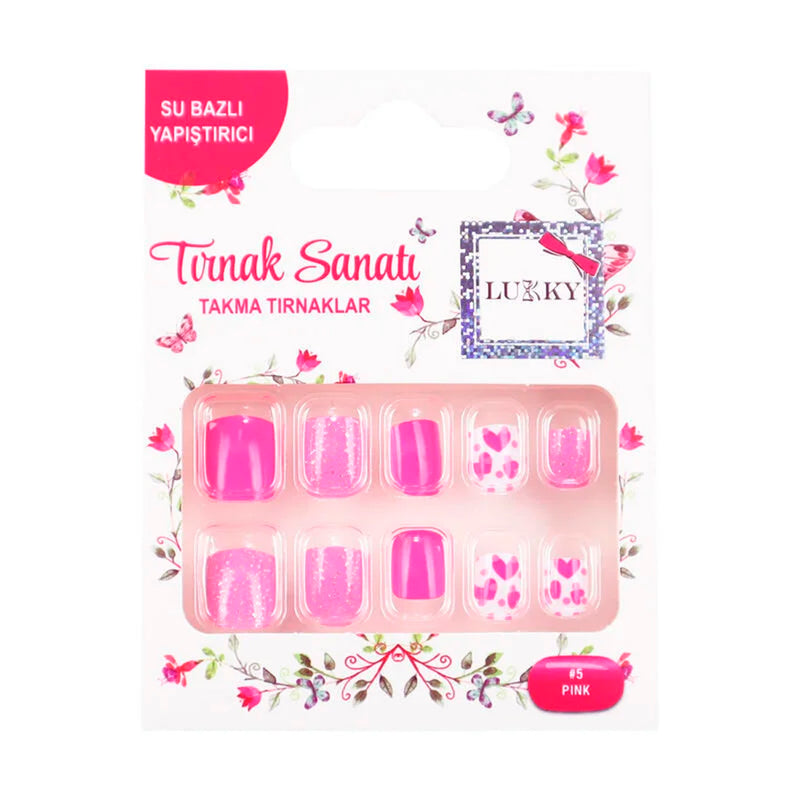 Lukky Kalp Baskılı Yapışkanlı Takma Tırnak Seti
