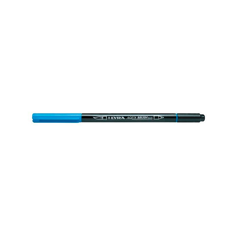 Lyra Aqua Brush Duo Mavi Marker Kalem - Çift Uçlu Sanat, Çizim ve Boyama Kalemi