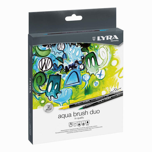 Lyra Aqua Brush Duo Askılı Paket 24'lü Marker Kalem - Sanatsal Çizim ve Yumuşak Yazım Kalemi