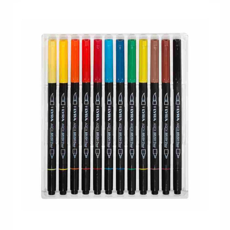 Lyra Aqua Brush Duo Askılı Paket 24'lü Marker Kalem - Sanatsal Çizim ve Yumuşak Yazım Kalemi