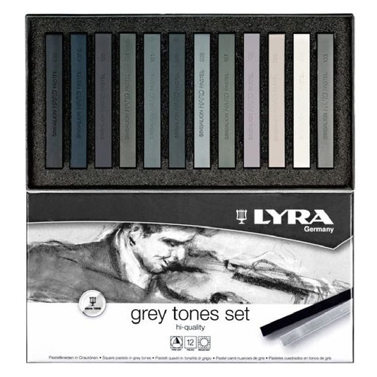 Lyra Polycrayons Soft 12'li Gri Tonlar Toz Pastel - Sanatsal Çizim ve Resim Malzemesi