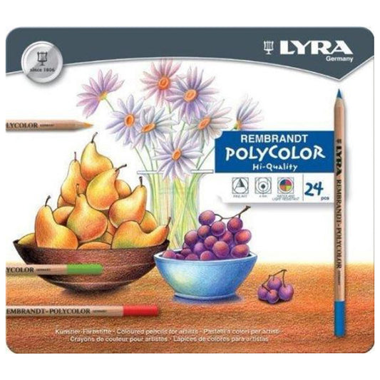 Lyra Rembrandt Polycolor 24'lü Kuru Boya Kalemleri - Sanatsal Çizim ve Profesyonel Ressam Kalemi Seti