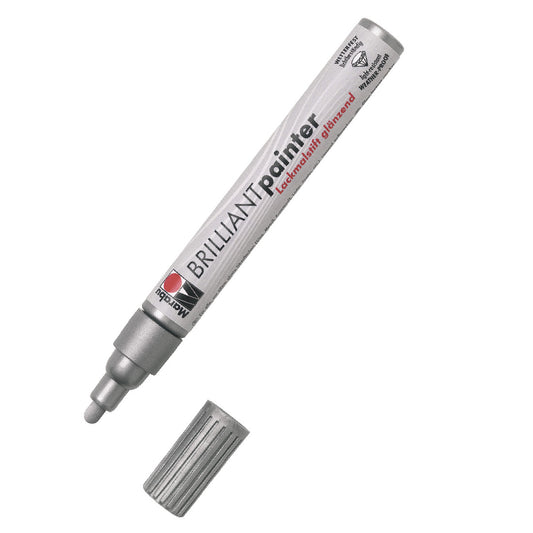 Marabu Brilliant Painter Gümüş 2-4 mm Marker - Metalik Sanatçı Çizim ve Dekorasyon Kalemi