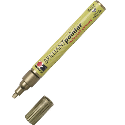 Marabu Brilliant Painter Altın 2-4 mm Marker - Sanatsal Metalik Dekorasyon Kalemi