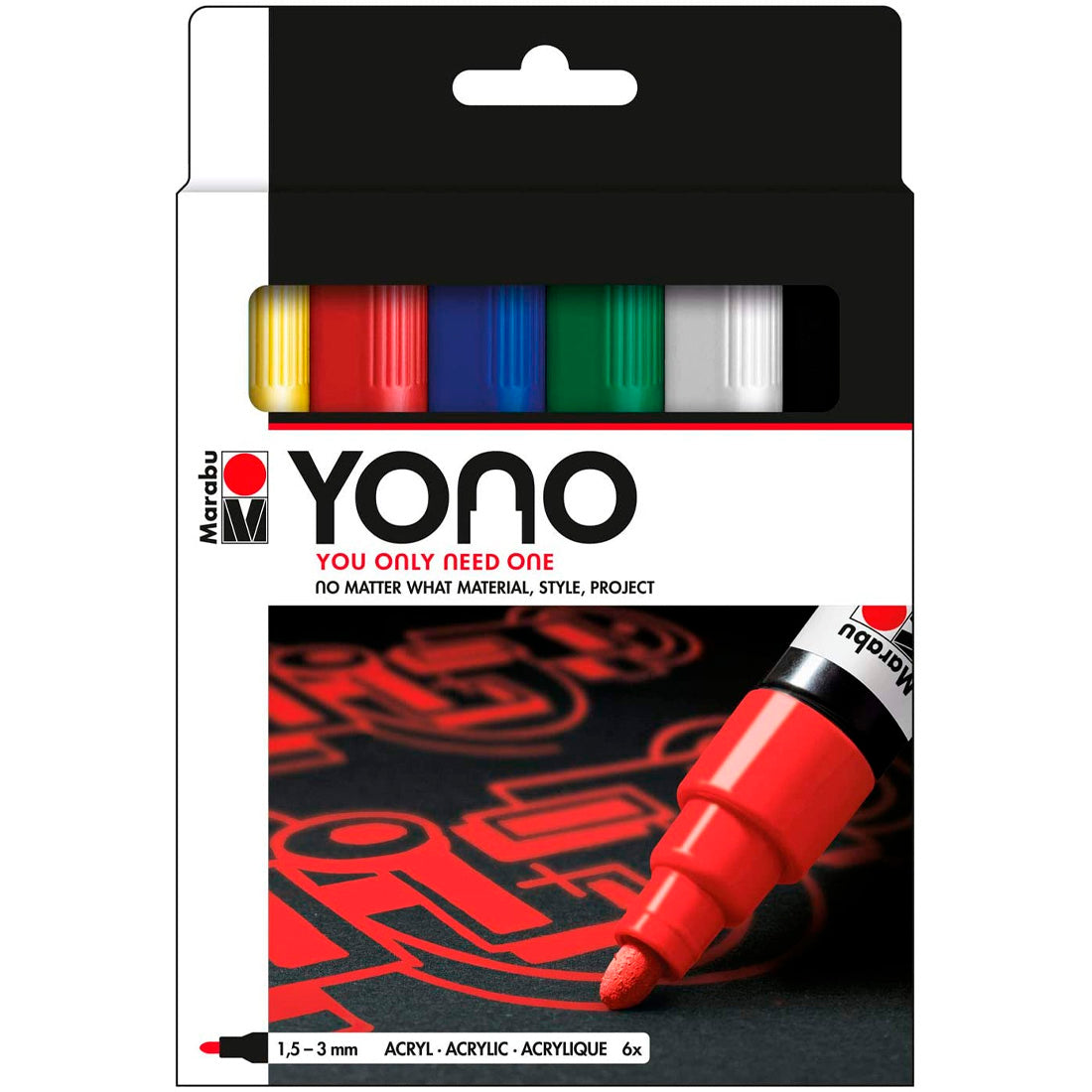 Marabu Yono Marker Set 6x1.5-3Mm - Sanatsal Çizim, Boyama ve Akrilik Marker Kalem Seti