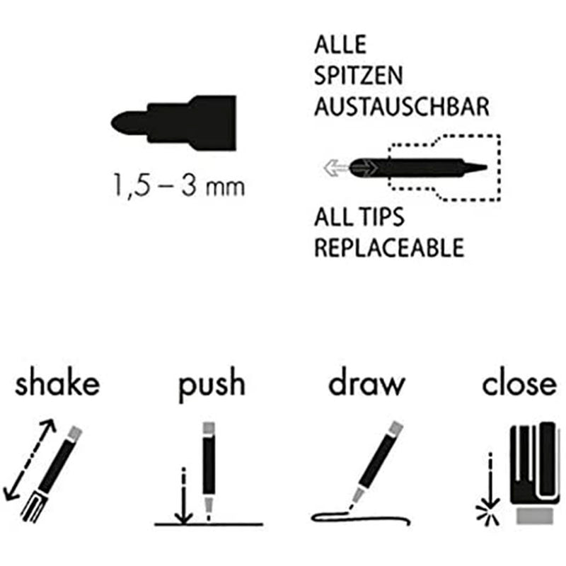 Marabu Yono Marker Set 6x1.5-3Mm - Sanatsal Çizim, Boyama ve Akrilik Marker Kalem Seti
