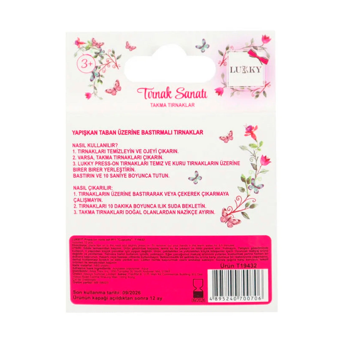 Lukky Cupcake Baskılı Yapışkanlı Takma Tırnak Seti