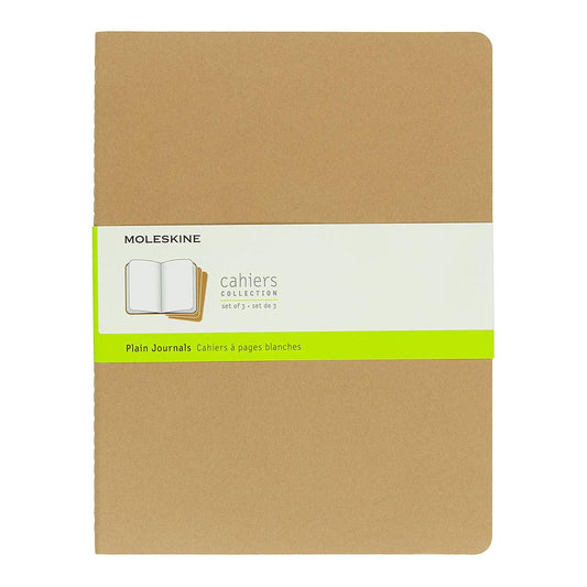 Moleskine Cahier XL Kraft Kahve Çizgisiz Not Defteri 3'lü Set - Eskiz ve Tasarım İçin