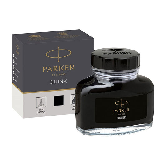 Parker Quink Siyah Şişe Mürekkep - Orijinal Dolma Kalem Yazım Mürekkebi