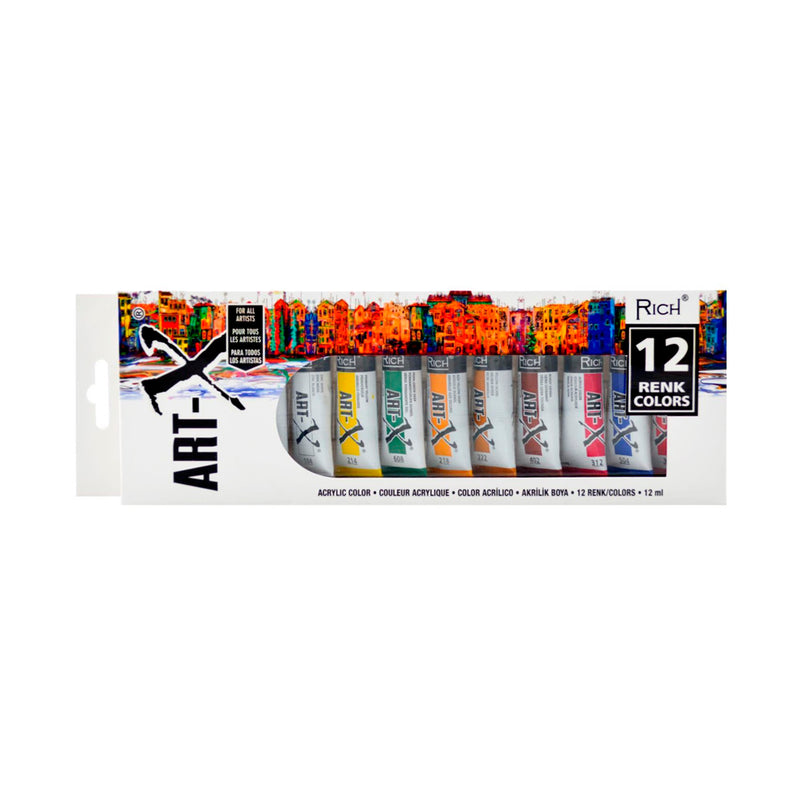 Rich Art-X 12 Ml. 12 Renk Tüp Akrilik Boya 11412