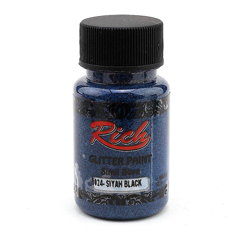 Rich Glitter Paint Siyah 50 cc Simli Boya - Hobi, Dekoratif ve El Sanatları Boyası