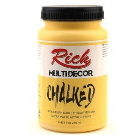 Rich Multi Decor Chalked Saman Sarı Akrilik Boya 250 Cc - Çok Amaçlı Hobi ve Dekorasyon Boyası
