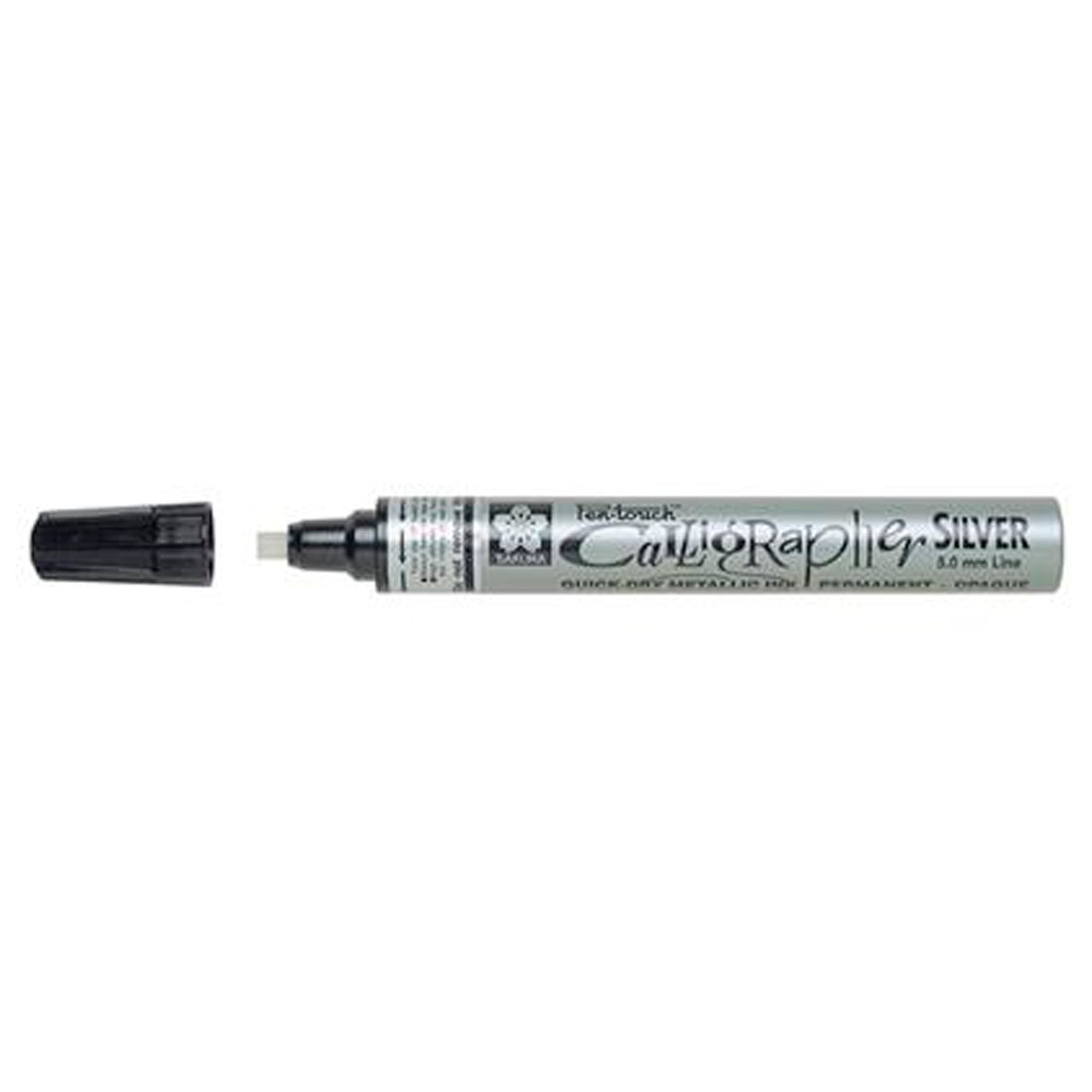 Sakura Pen Touch Gümüş 5.0 mm Kaligrafi Kalem - Sanatsal Çizim, Hat Sanatı ve Metalik Efekt Kalemi