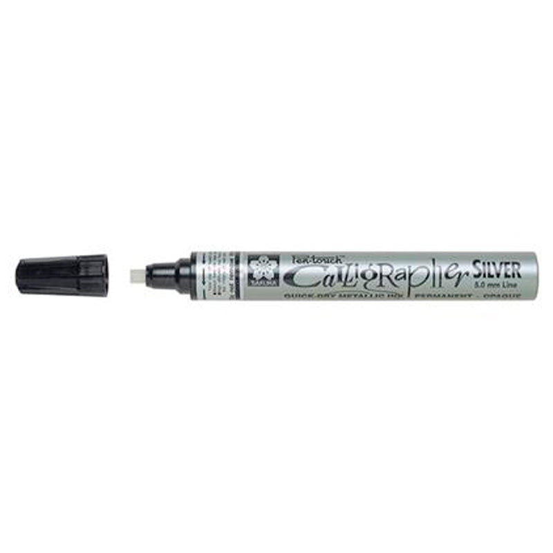 Sakura Pen Touch Gümüş 5.0 mm Kaligrafi Kalem - Sanatsal Çizim, Hat Sanatı ve Metalik Efekt Kalemi