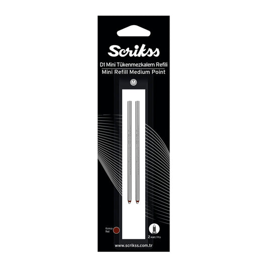 Scrickss Kırmızı Medium Kısa Tükenmez Kalem Yedeği 2'li Set - Akıcı Yazım ve Ofis Kullanımı İçin