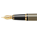 Scrikss Çizgi Desenli Siyah Altın Dolma Kalem - Prestijli İmza, Hediyelik ve Yumuşak Yazım Kalemi