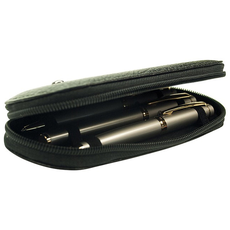 Scrikss Hakiki Deri Toscana Siyah 3'lü Kalemlik - Prestijli, Koruyucu ve Hediyelik Ofis Kalemliği