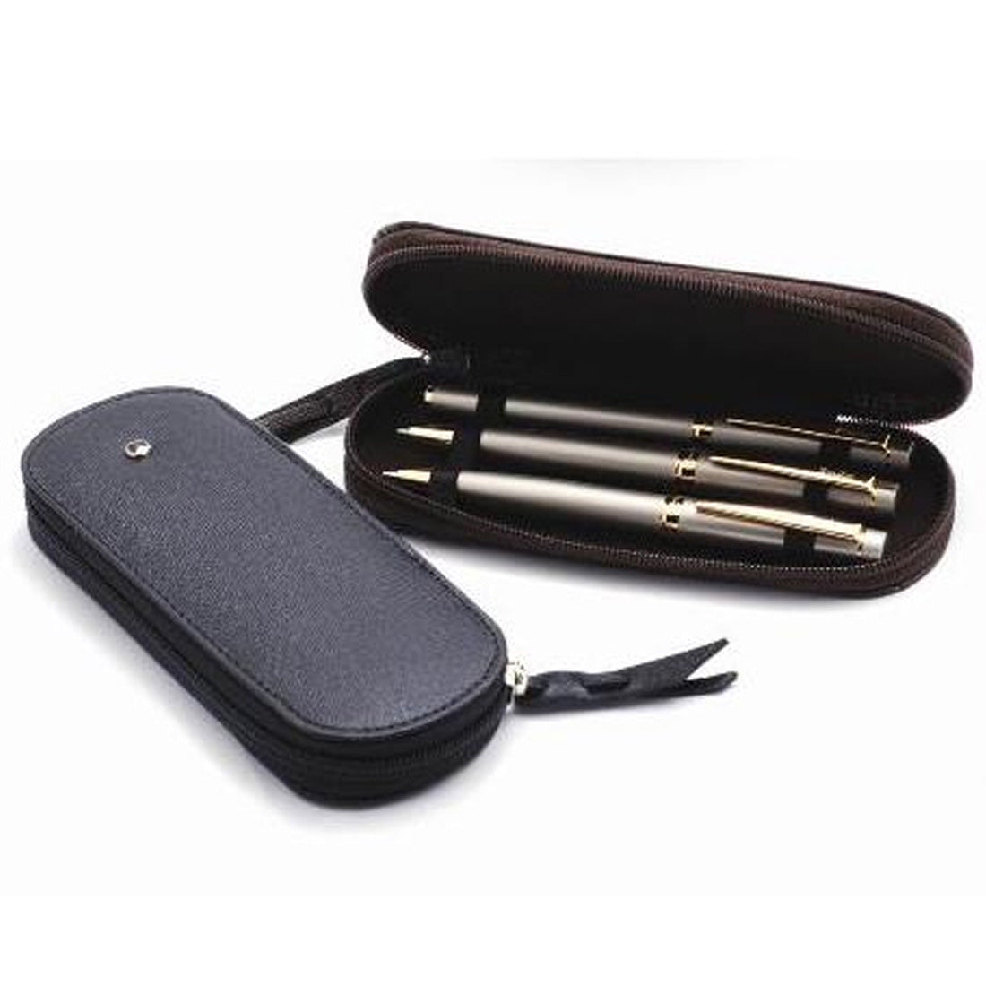 Scrikss Hakiki Deri Toscana Siyah 3'lü Kalemlik - Prestijli, Koruyucu ve Hediyelik Ofis Kalemliği