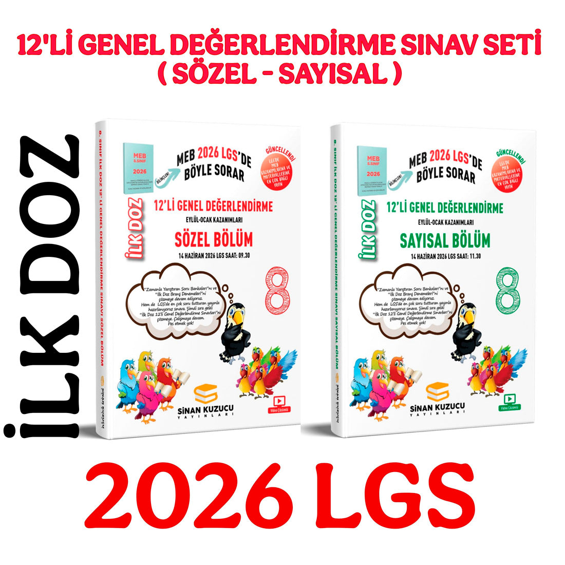 Sinan Kuzucu Yayınları 8. Sınıf İlk Doz 12`li Genel Değerlendirme Sınav Seti Sayısal + Sözel