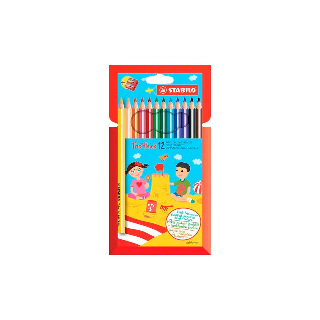 Stabilo Trio Thick 12 Renk Set + Kalemtıraş Hartung 203/2-12