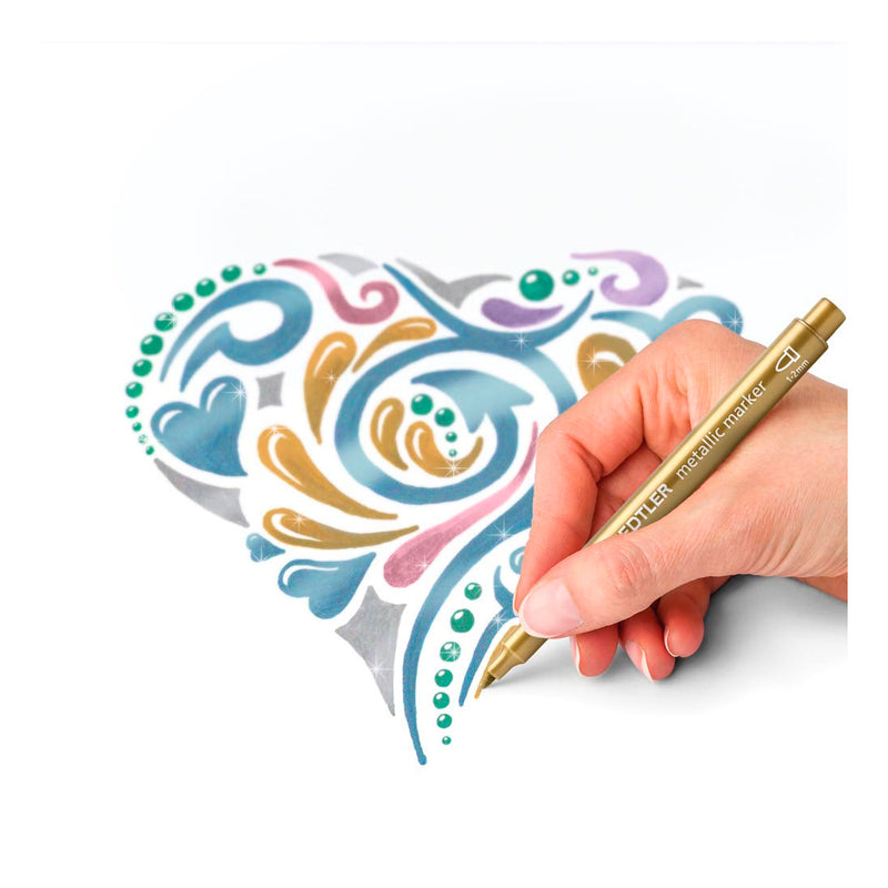 Staedtler Set Metalik Markör ve Pigment Liner 6'lı Siyah - Sanatsal Çizim, Eskiz ve İllüstrasyon Kalemi