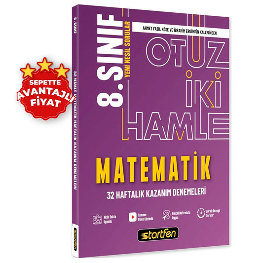 Startfen Yayınları 8. Sınıf Matematik 32 Hamle Haftalık Kazanım Denemeleri