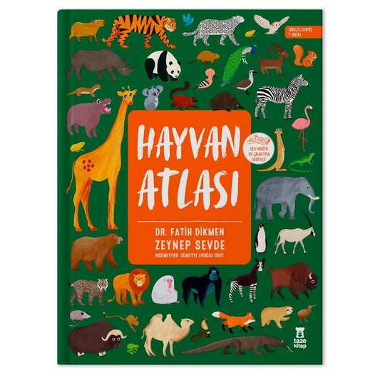 Taze Kitap Yayınları Hayvan Atlası (Dünya Haritası ve Çıkartma Hediyeli)