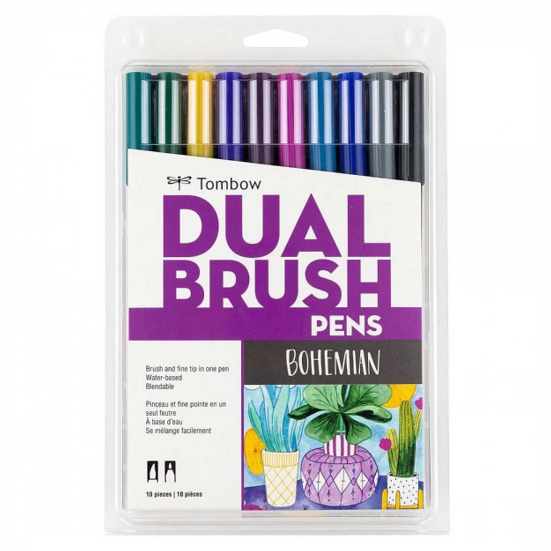 Tombow 10'lu Bohem Renkler AB-T Dual Brush Pen Fırça Kalem Seti - Sanatsal Çizim ve Kaligrafi Kalemi