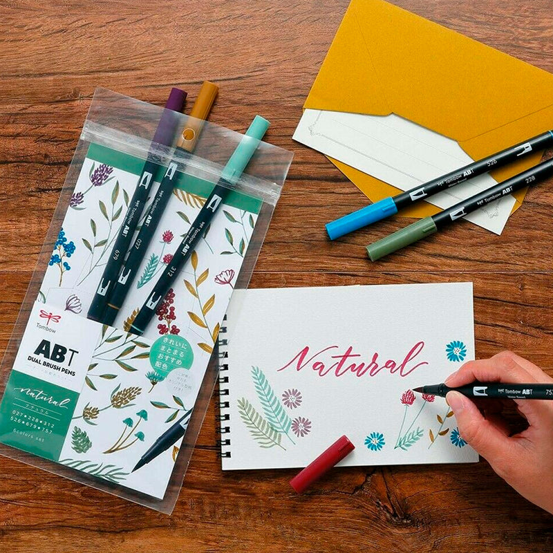 Tombow 6'lı Doğal Renkler AB-T Dual Brush Pen Kalem Seti - Sanat, Çizim ve Kaligrafi Marker Kalemi