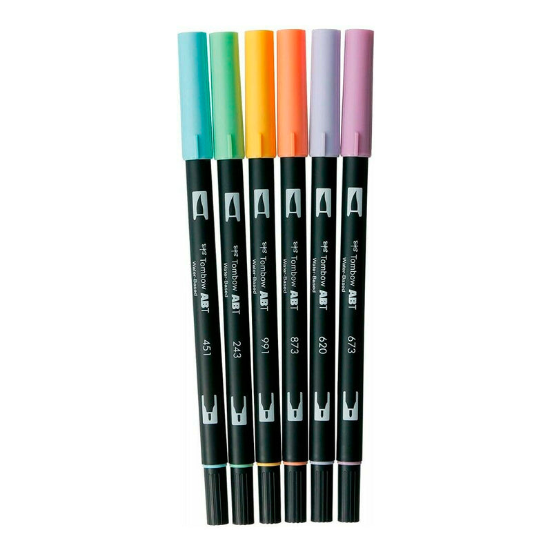 Tombow 6'lı Fantezi Renkler AB-T Dual Brush Pen Seti - Sanatsal Çizim, İllüstrasyon ve Kaligrafi Marker
