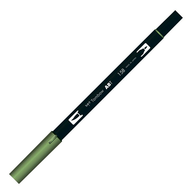 Tombow AB-T Koyu Zeytin Çift Uçlu Grafik Kalemi - Sanat, İllüstrasyon ve Eskiz İçin Fırça Uçlu Marker