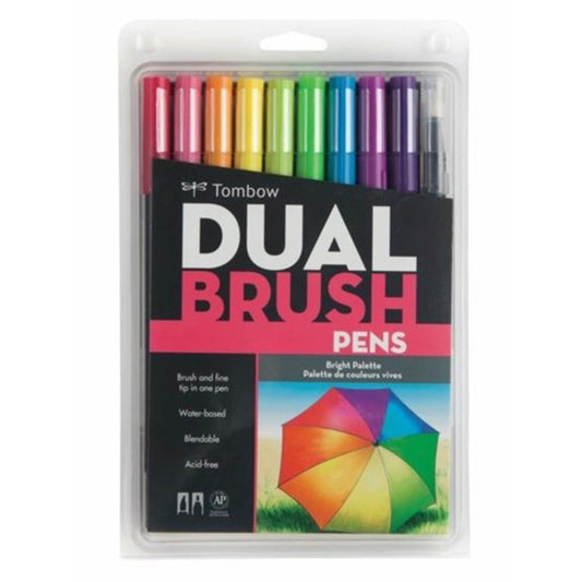 Tombow Dual Brush 10'lu Parlak Tonlar Çift Uçlu Grafik Kalem - Sanat, Çizim, İllüstrasyon ve Kal