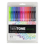 Tombow Twintone 12'li Parlak Tonlar Kalem Seti - Çift Uçlu Sanatsal Marker Kalem, Çizim ve Not Alma İçin