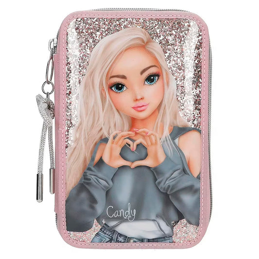 Top Model 2 Katlı Simli Dolu Kalem Kutusu, N/A