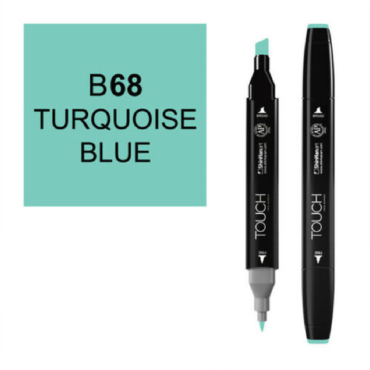 Touch Twin B68 Turkuaz Mavi Marker Kalem - Sanatsal Çizim ve Tasarım Kalemi