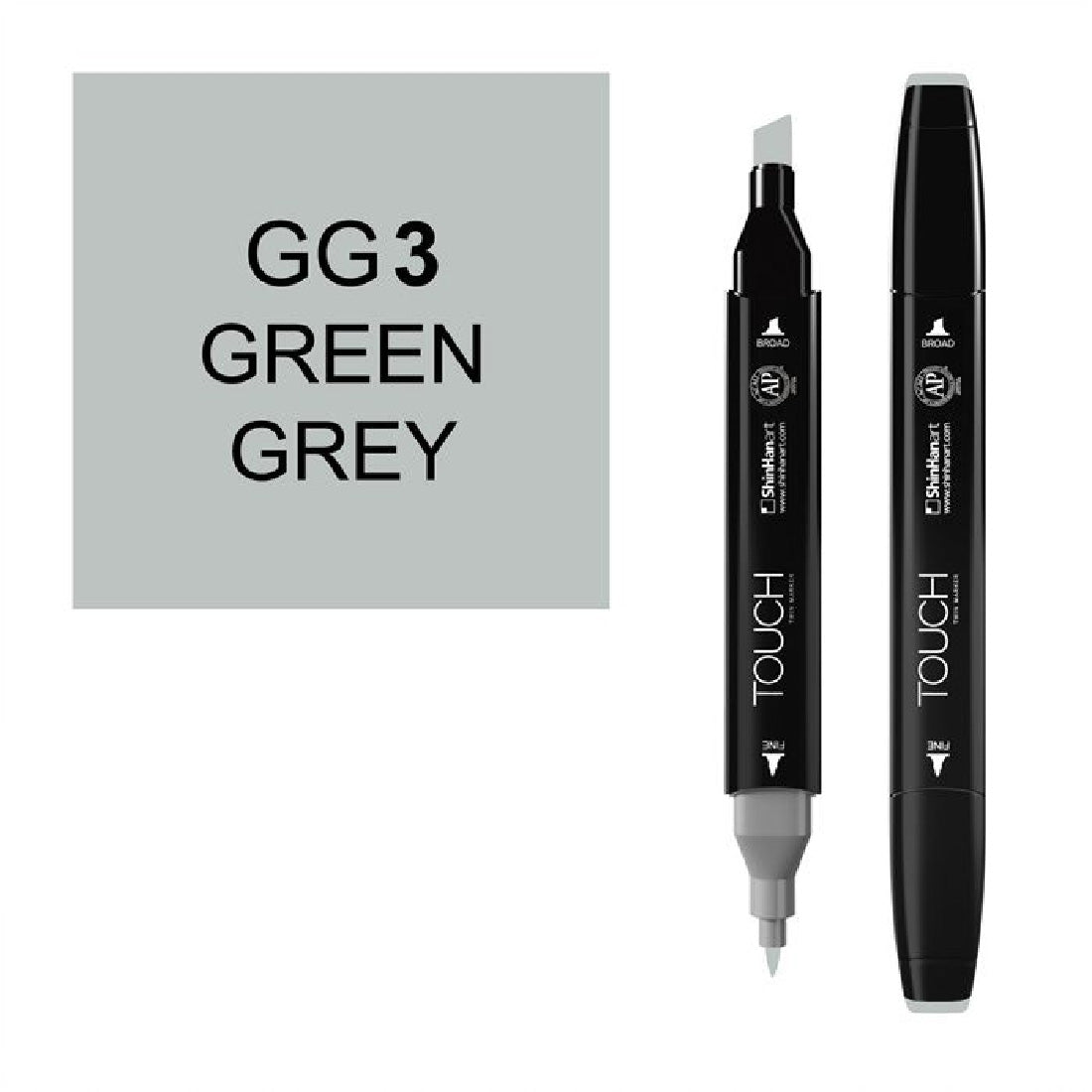 Touch Twin GG3 Yeşil Gri Marker Kalem - Sanatsal Çizim, Tasarım ve Boyama Kalemi