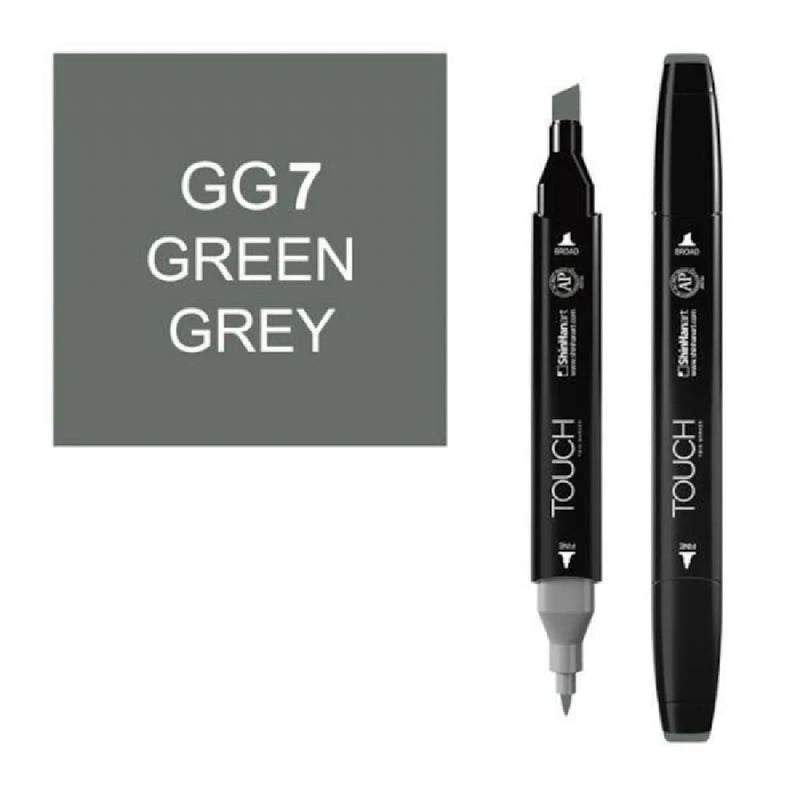 Touch Twin GG7 Yeşil Gri Marker Kalem - Sanatsal Çizim ve Tasarım Kalemi