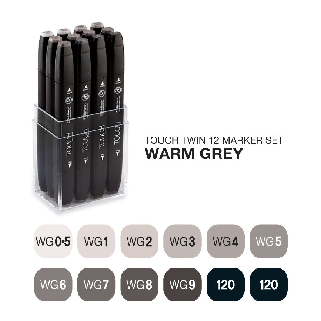 Touch Twin Sıcak Griler 12'li Marker Set - Sanat, Çizim ve Tasarım Kalemi