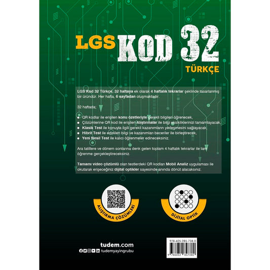 Tudem Yayınları KOD 32 LGS Türkçe 32 Hafta 4 Haftalık Tekrar