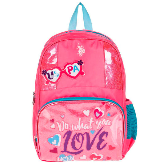 U.S. Polo Üç Bölmeli Pembe Yeşil Kız Çocuk İlkokul Çantası