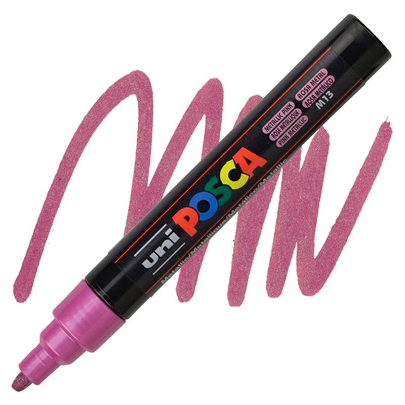 Uni-Ball PC-5M Posca 0.8-2.5 mm Metalik Pembe Su Bazlı Poster Markör Kalem - Sanat, Çizim ve Dekor