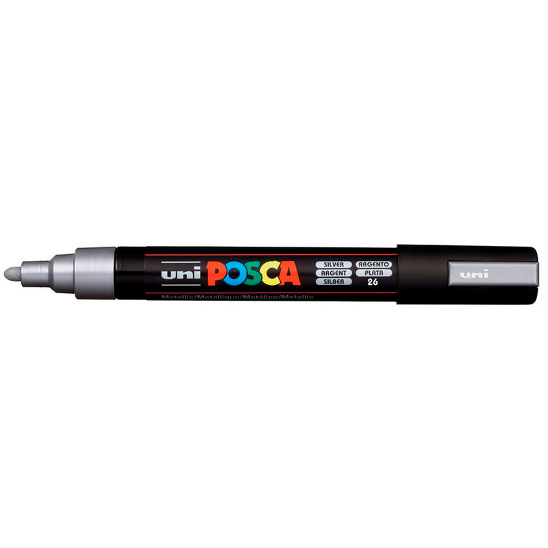 Uni-Ball PC-5M Posca 1.8-2.5 Gümüş Su Bazlı Markör Kalem - Sanat, Çizim ve Dekorasyon Kalemi